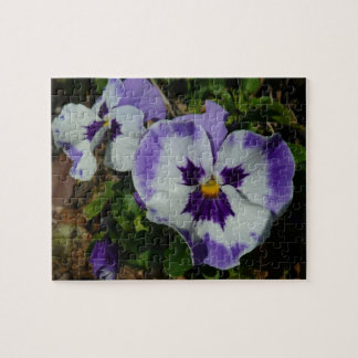 Purple and White Pansies Colourful Floral Jigsaw Puzzle