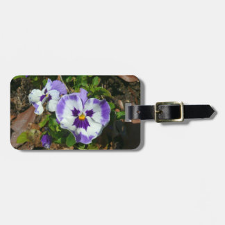 Purple and White Pansies Colourful Floral Luggage Tag