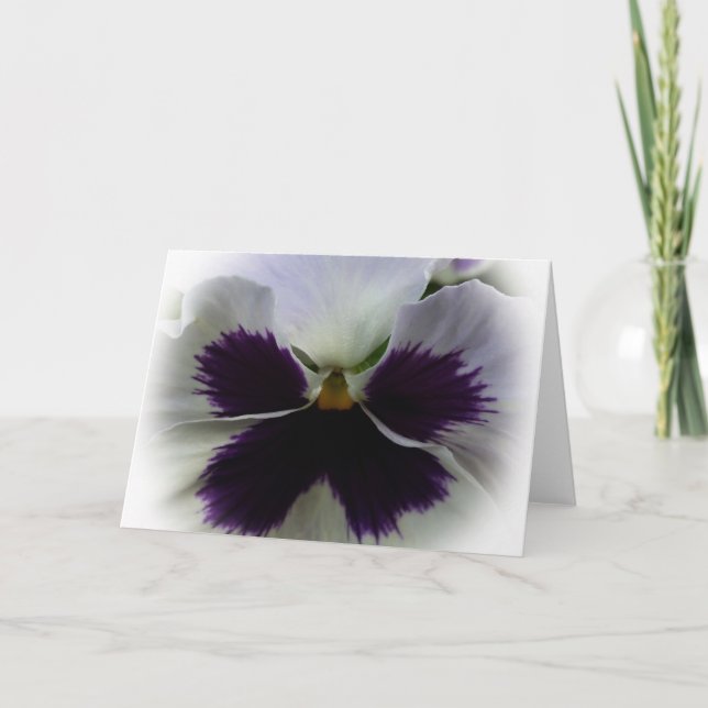 Purple and white pansy card (Front)