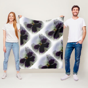 Purple and white pansy fleece blanket