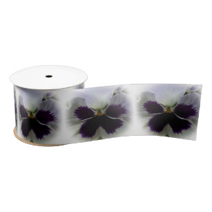 Purple and white pansy satin ribbon