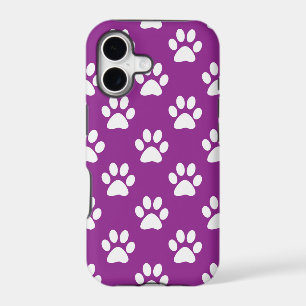 Purple and white paw prints pattern