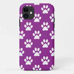 Purple and white paw prints pattern Case-Mate iPhone case