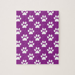 Purple and white paw prints pattern jigsaw puzzle