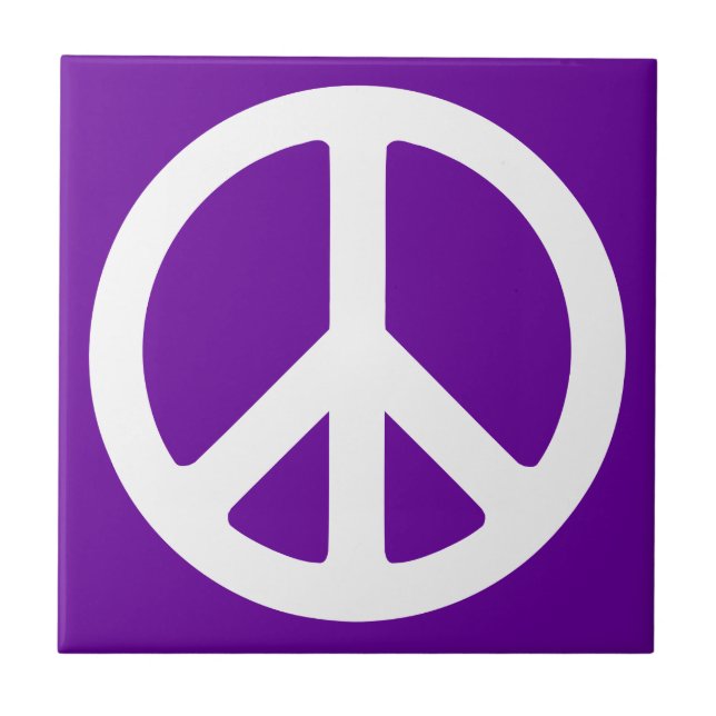 Purple and White Peace Symbol Tile (Front)
