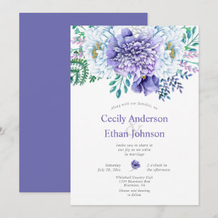 Purple and White Peonies Floral Wedding Invitation
