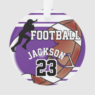 Purple and White Personalise Football Ornament