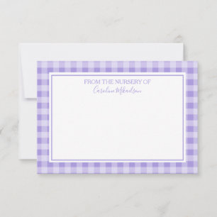 Purple and White Personalised Gingham Pattern Thank You Card