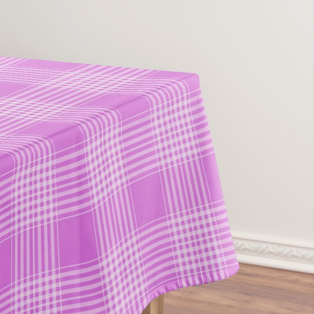 Purple and White Plaid Chequered Tablecloth (In Situ)