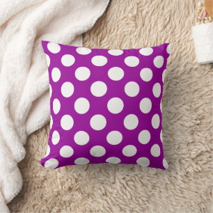 Purple and White Polka Dot Pattern Cushion