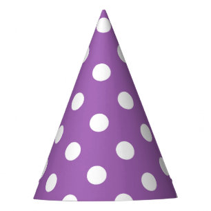 Purple And White Polka Dot Pattern Party Hat