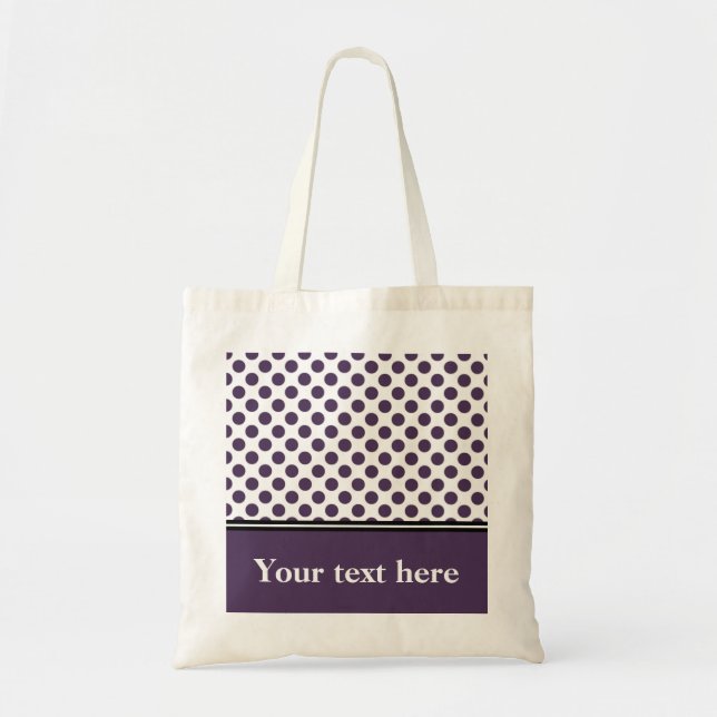 Purple and White Polka Dot, Personalised Tote Bag (Front)