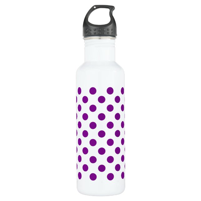 Purple and white polka dots 710 ml water bottle (Front)