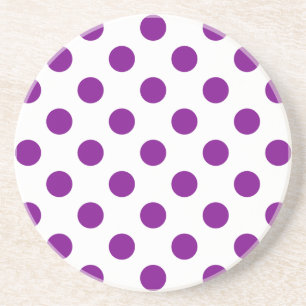 Purple and white polka dots coaster