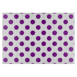 Purple and white polka dots cutting board