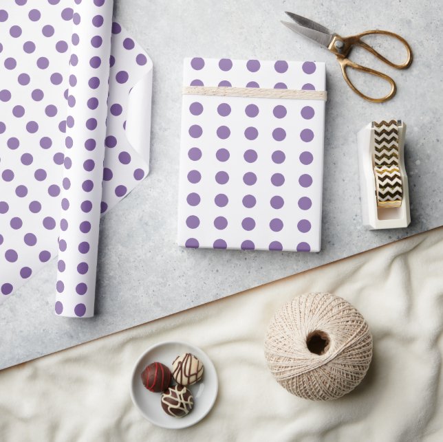 Purple and white polka dots dotted pattern wrapping paper (Crafts)