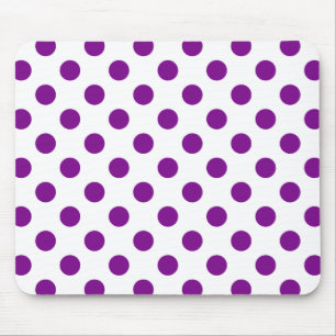 Purple and white polka dots mouse pad
