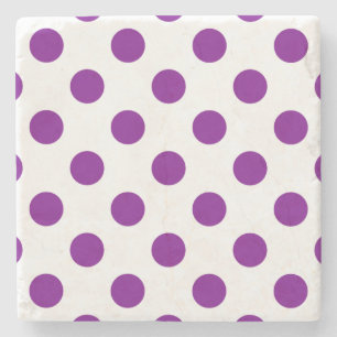 Purple and white polka dots stone coaster