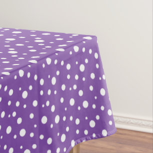 Purple and White Polka Dots Tablecloth