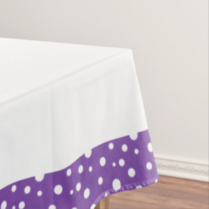 Purple and White Polka Dots Tablecloth