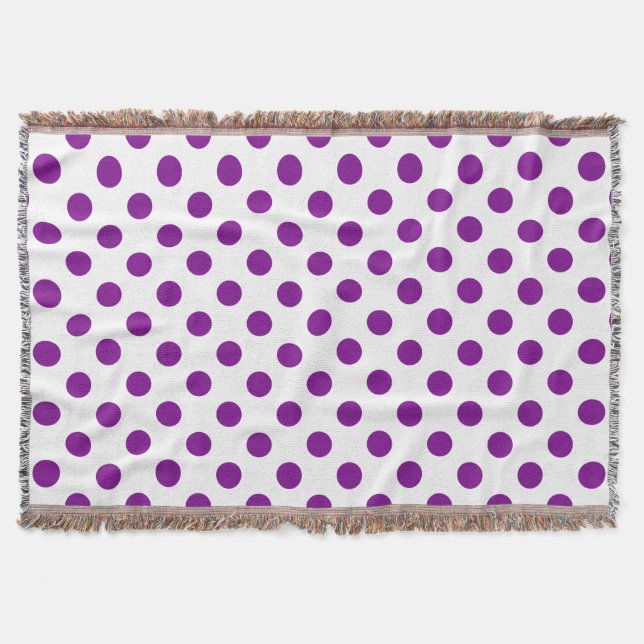 Purple and white polka dots throw blanket (Front)