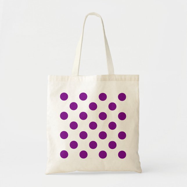 Purple and white polka dots tote bag (Front)