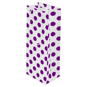 Purple and white polka dots wine gift bag
