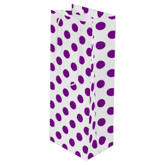 Purple and white polka dots wine gift bag