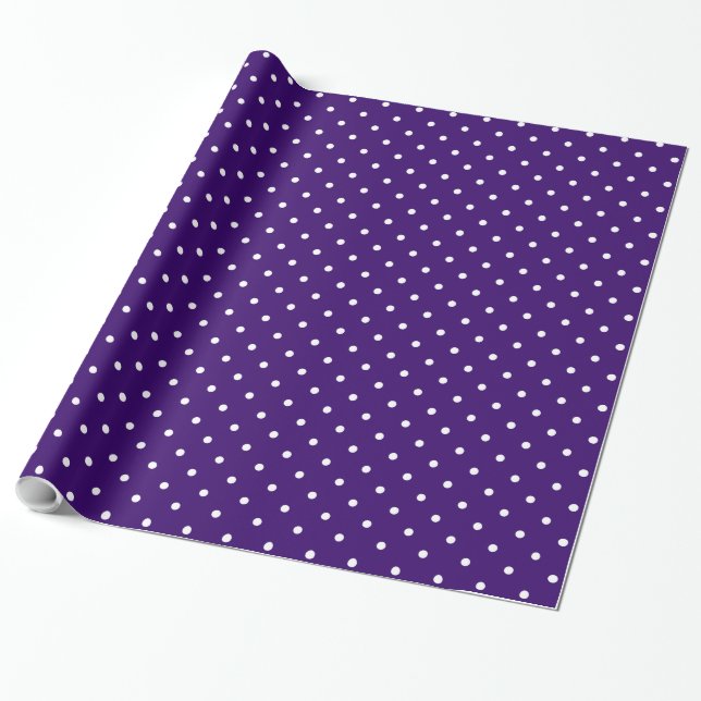 Purple and White Polka Dots Wrapping Paper (Unrolled)