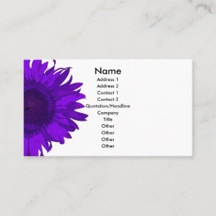Purple and White Pop Art Sunflower Business Card