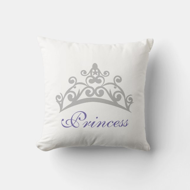Purple and White Princess Crown Pillow (Front)