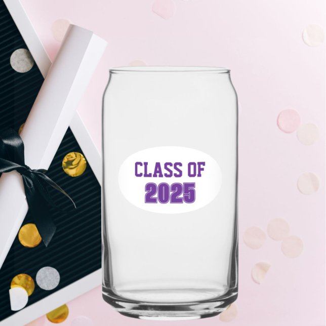 Purple and White School Colours Class Year Can Glass (In Situ (Graduation))