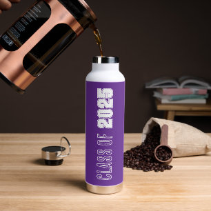 Purple and White School Colours Class Year Water Bottle