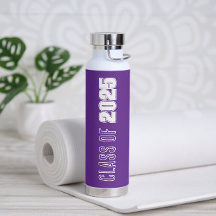 Purple and White School Colours Class Year Water Bottle