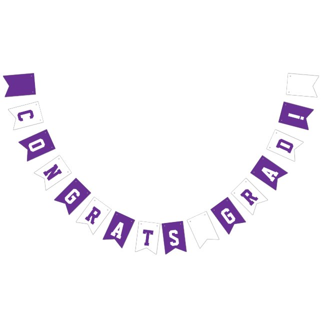 Purple and White School Colours Graduation Bunting (All)