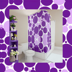 Purple and White Shower Curtain