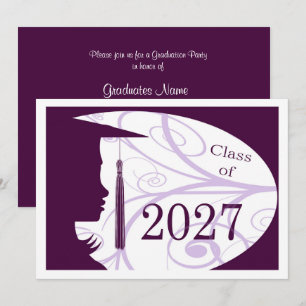 Purple and White Silhouette 2027 Graduation Party Invitation