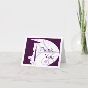 Purple and White Silhouette Thank You Card