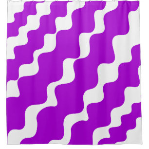 Purple and white slanting waves pattern shower curtain