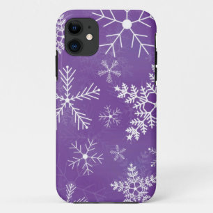 Purple and White Snowflake Pattern Case-Mate iPhone Case