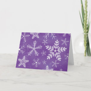 Purple and White Snowflake Pattern Holiday Card