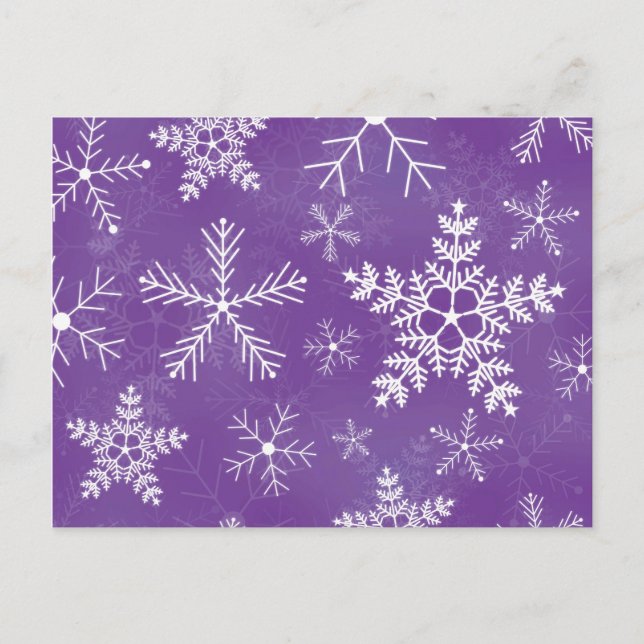 Purple and White Snowflake Pattern Postcard (Front)