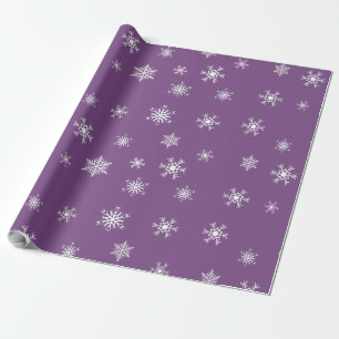 Purple and White Snowflakes Christmas Wrapping Paper