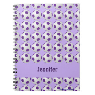 Purple and White Soccer Ball Personalised Notebook