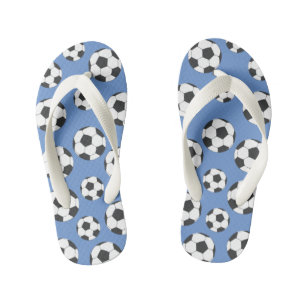purple and white Soccer Football Flip Flops 