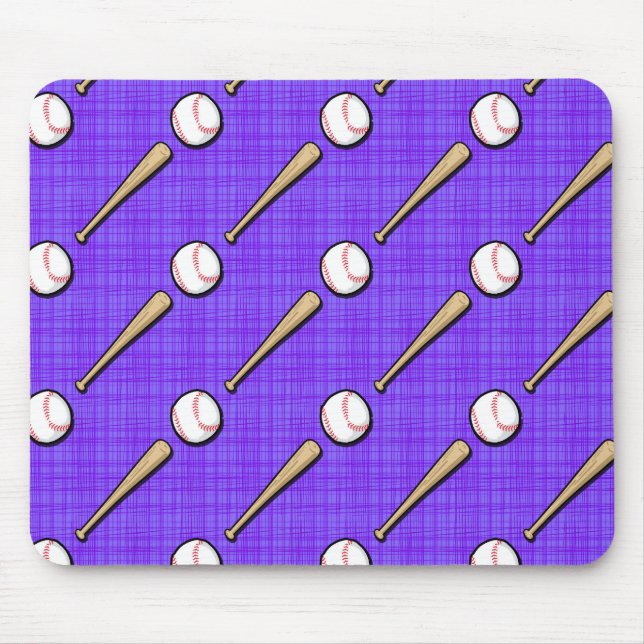 Purple and White Softball Pattern Mouse Pad (Front)