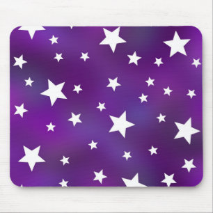 Purple and White Star Pattern Mouse Pad