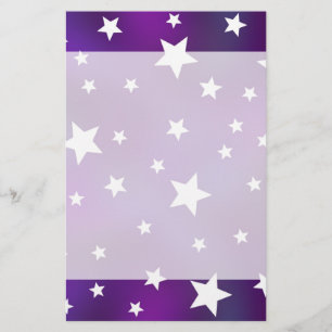 Purple and White Star Pattern Stationery