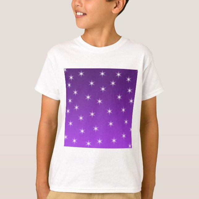 Purple and White Stars, Pattern. T-Shirt (Front)