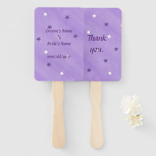 Purple and White Stars Wedding Hand Fans